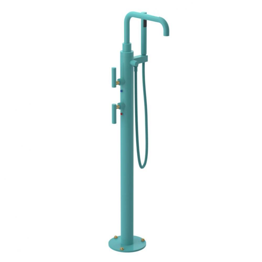 Floor Mount Tub Filler with Hand Held Shower