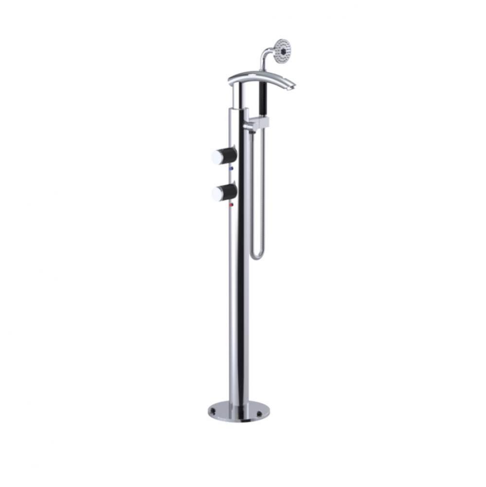 Floor Mount Tub Filler With Hand Held Shower