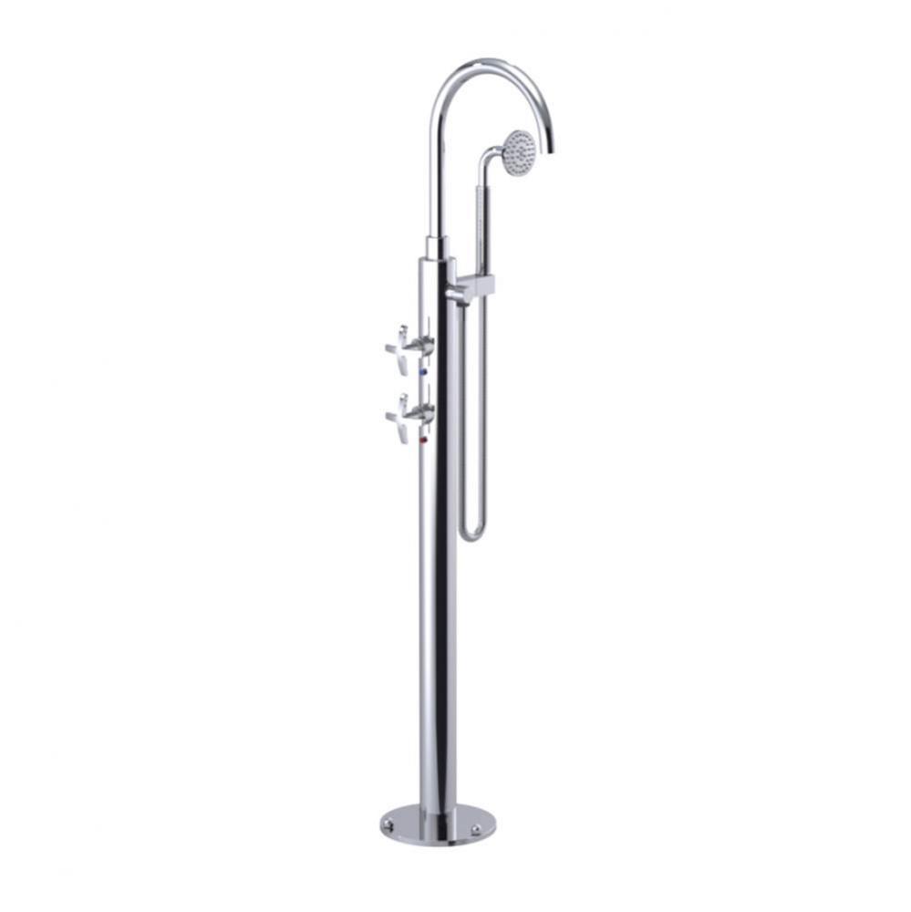 Floor Mount Tub Filler With Hand Held Shower