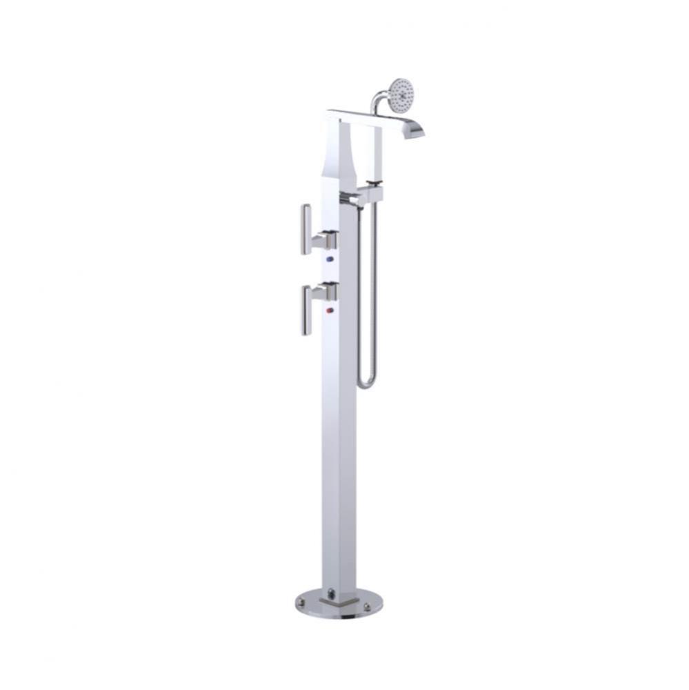 Floor Mount Tub Filler With Hand Held Shower