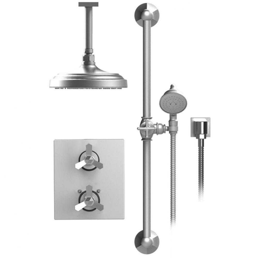 Temperature Control Shower With Two Way Diverter & Shut-Off, Hand Held Shower, Bar & Integ