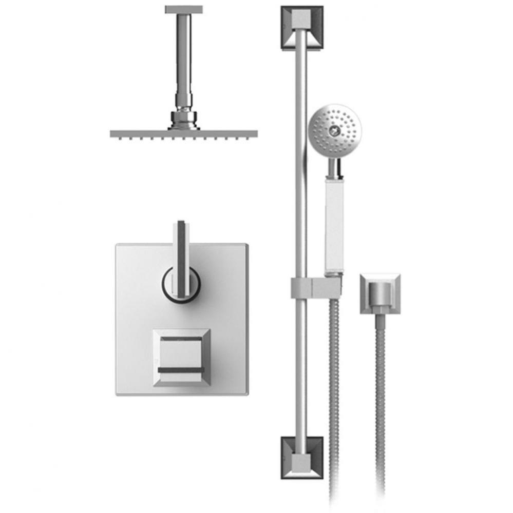 Temperature Contol Shower With Two Way Diverter & Shut-Off, Hand Held Shower, Bar, Integral Su