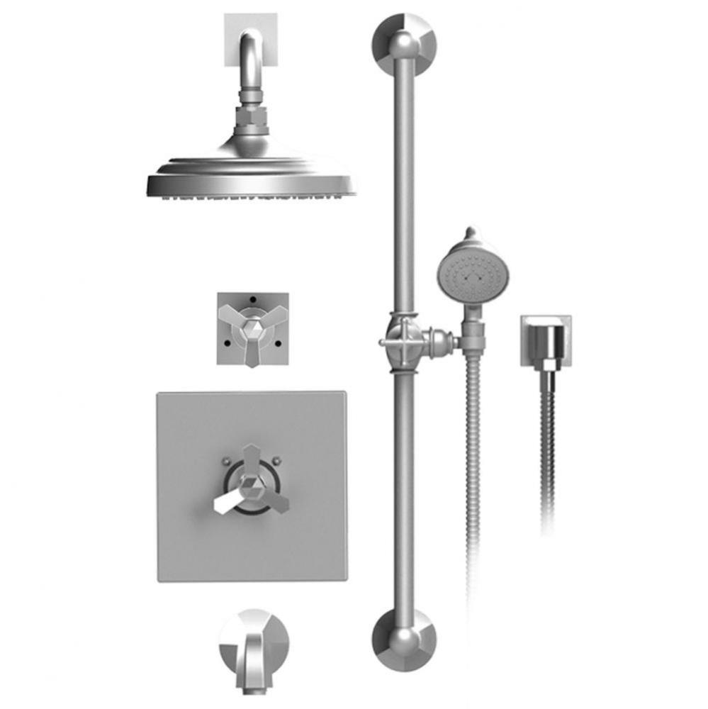 Temperature Control Tub & Shower With Three Way Diverter & Shut-Off, Hand Held Shower, Bar