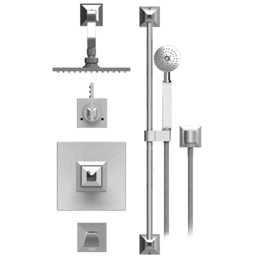 Temperature Control Tub & Shower With Three Way Diverter & Shut-Off, Hand Held Shower, Bar