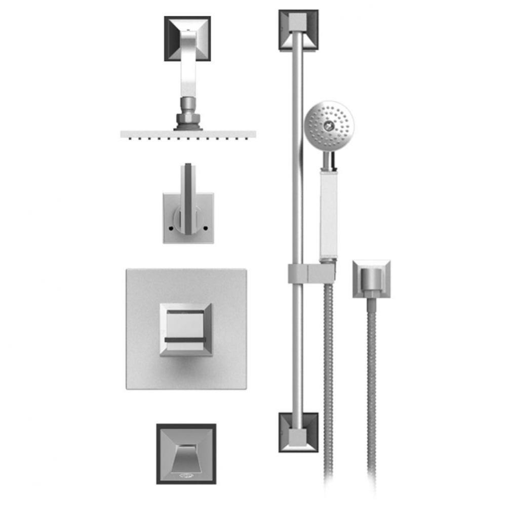 Temperature Control Tub & Shower With Three Way Diverter & Shut-Off, Hand Held Shower, Bar