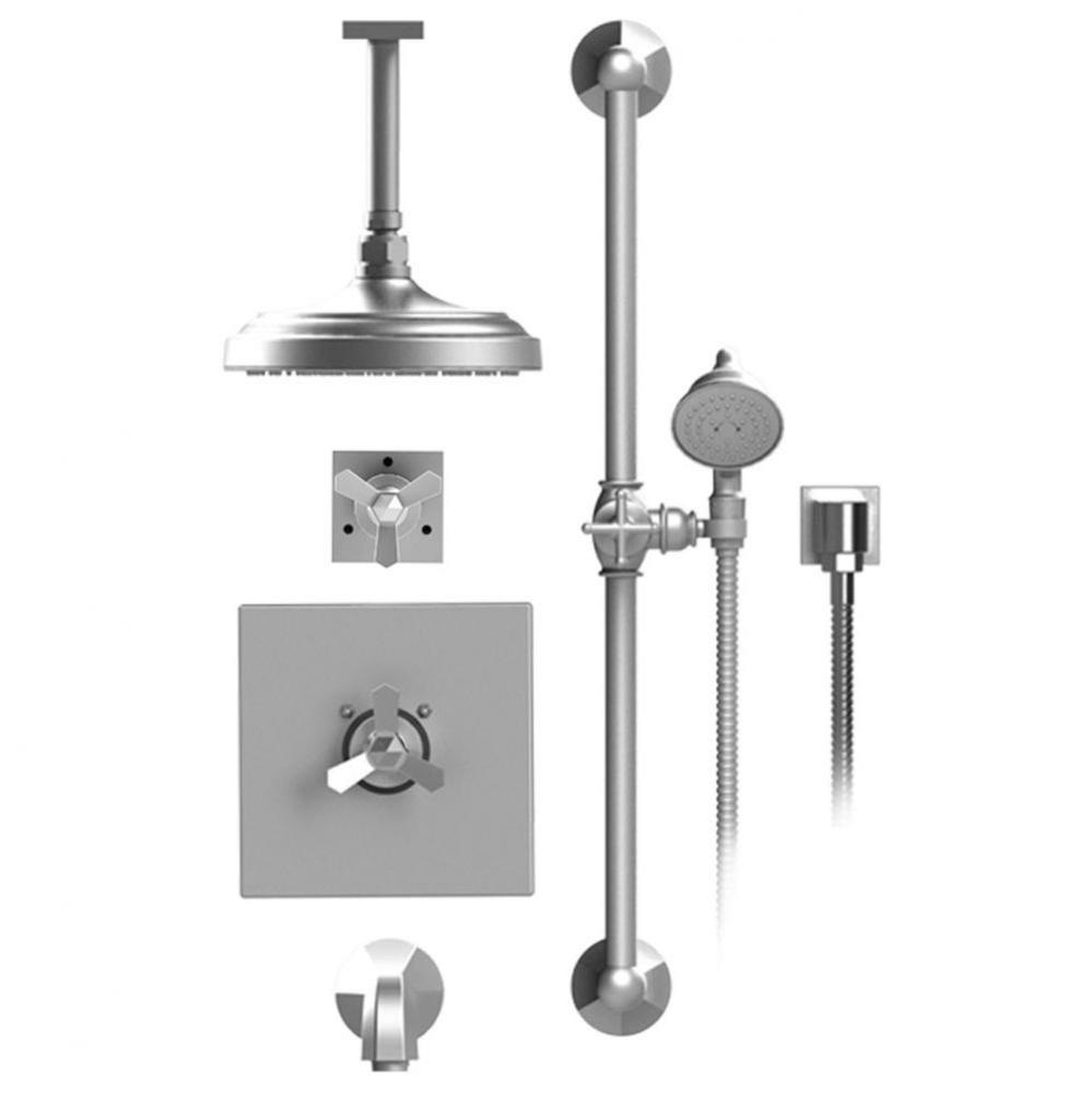 Temperature Control Tub & Shower With Three Way Diverter & Shut-Off, Hand Held Shower, Bar