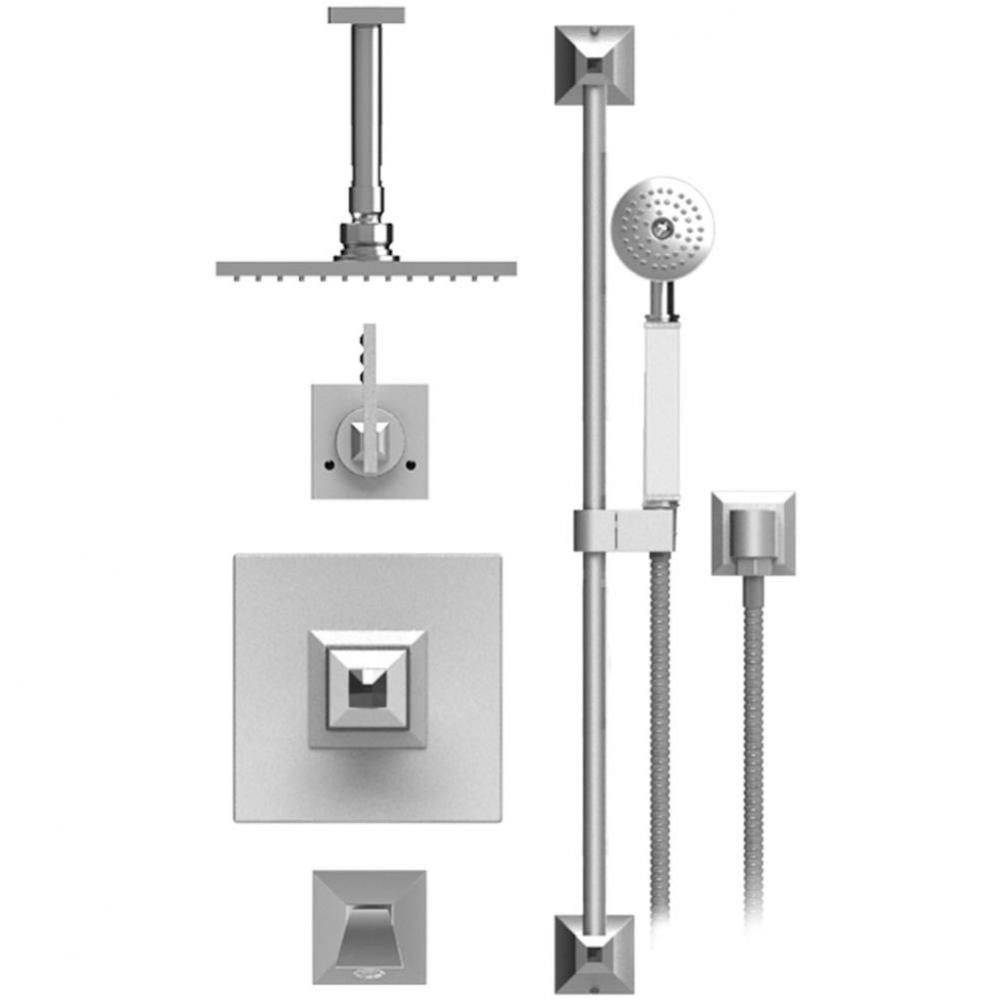 Temperature Control Tub & Shower With Three Way Diverter & Shut-Off, Hand Held Shower, Bar