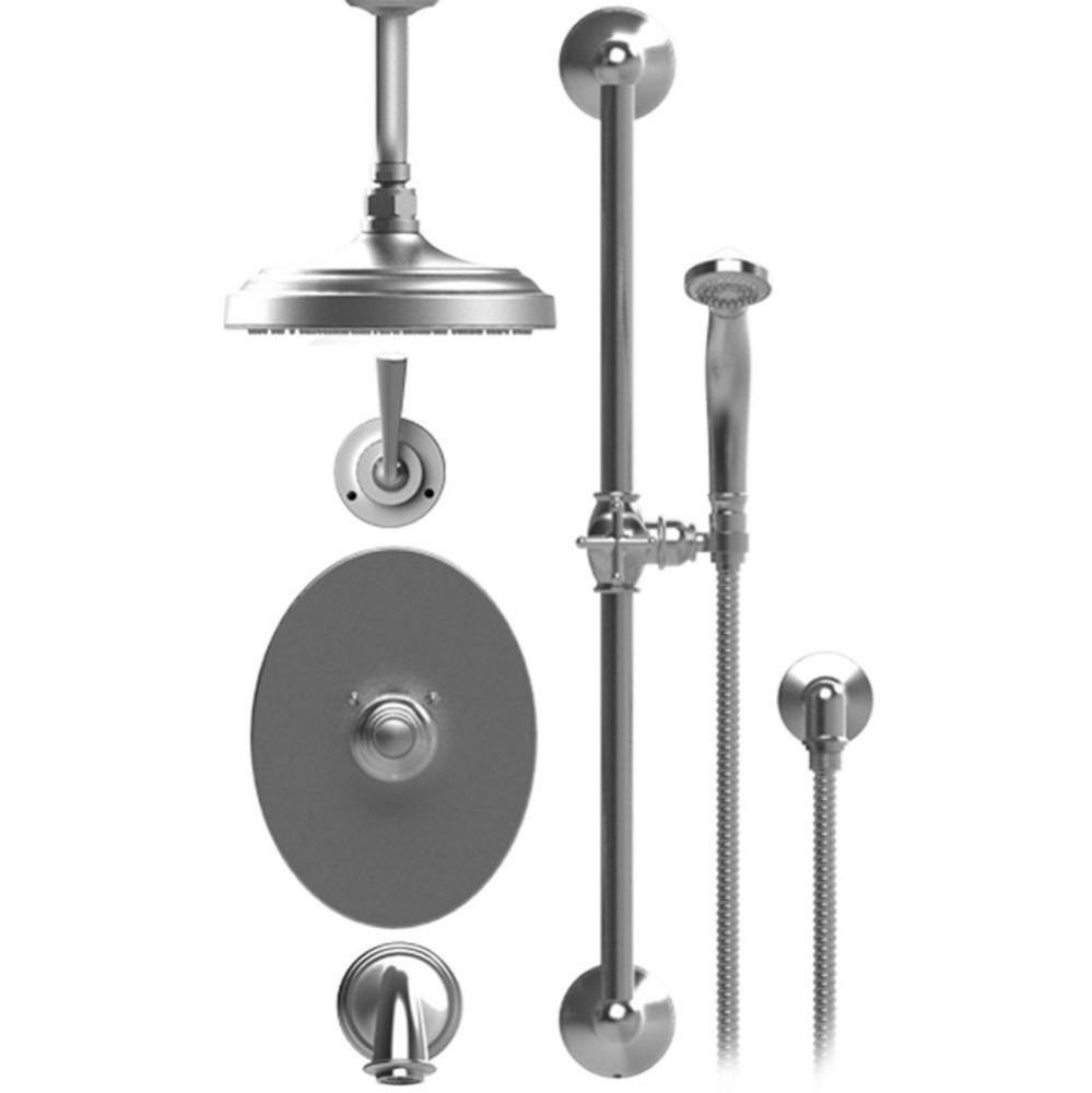 Temperature Control Tub & Shower With Three Way Diverter & Shut-Off, Hand Held Shower, Bar