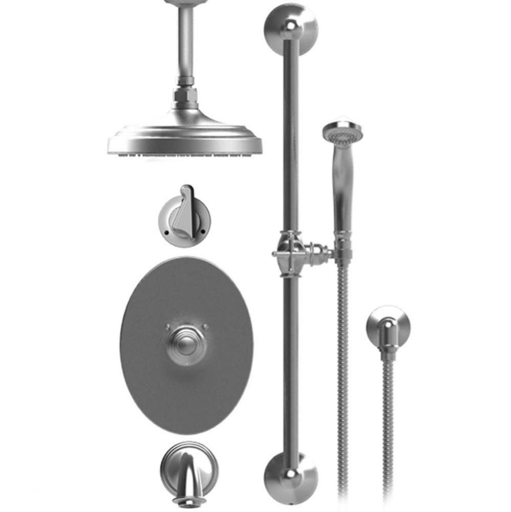 Temperature Control Tub & Shower With Three Way Diverter & Shut-Off, Hand Held Shower, Bar