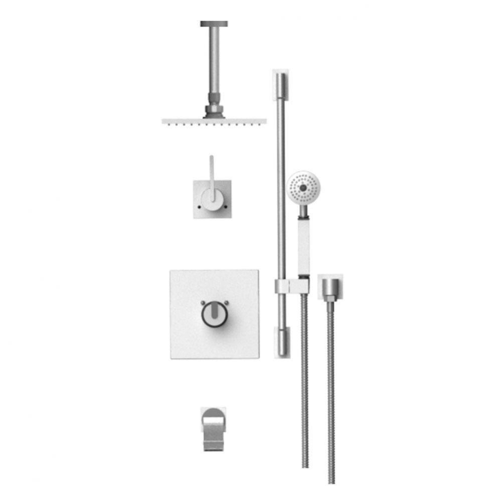 Temperature Control Tub & Shower With Three Way Diverter & Shut-Off, Hand Held Shower, Bar