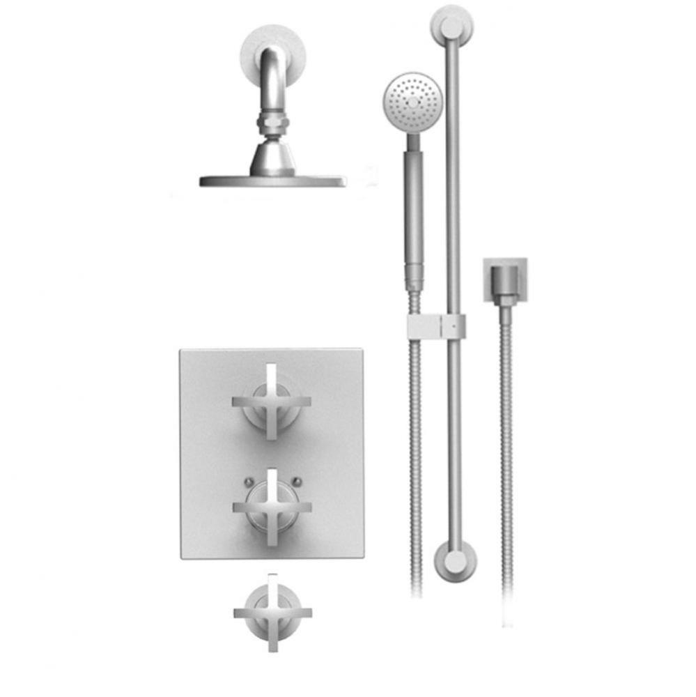 Temperature Control Shower With Two Seperate Volume Controls, Fixed Shower Head Bar, Integral Supp