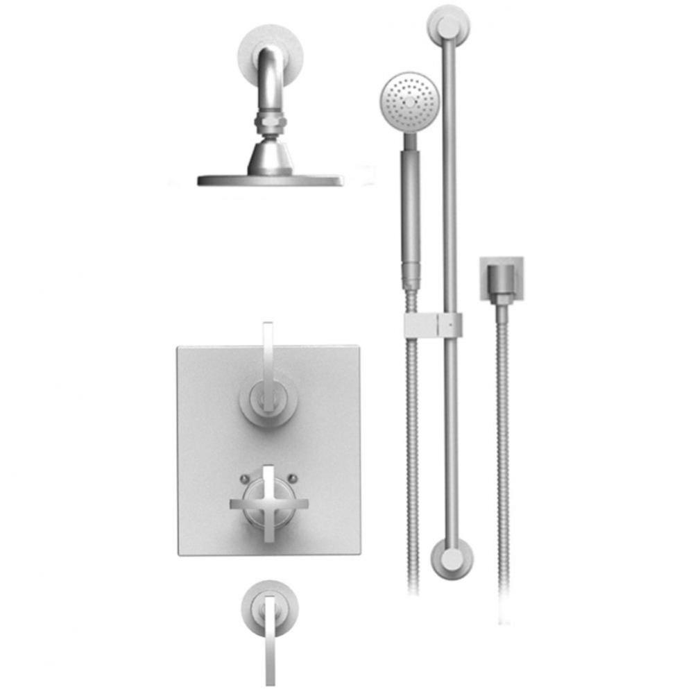 Temperature Control Shower With Two Seperate Volume Controls, Fixed Shower Head Bar, Integral Supp