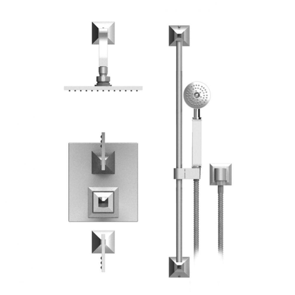 Temperature Control Shower With Two Seperate Volume Controls, Fixed Shower Head, Bar, Integral Sup