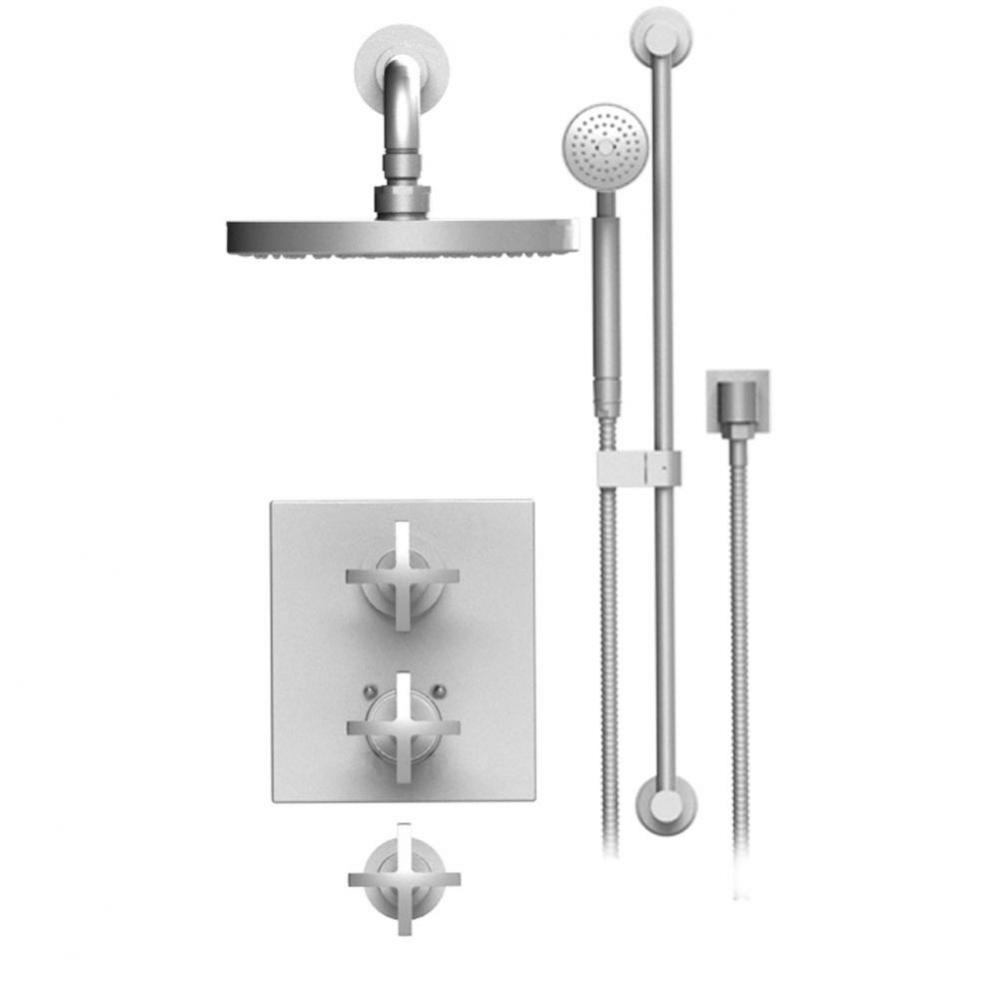 Temperature Control Shower With Two Seperate Volume Controls, Fixed Shower Head Bar, Integral Supp