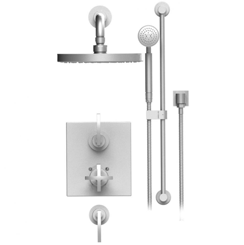 Temperature Control Shower With Two Seperate Volume Controls, Fixed Shower Head Bar, Integral Supp