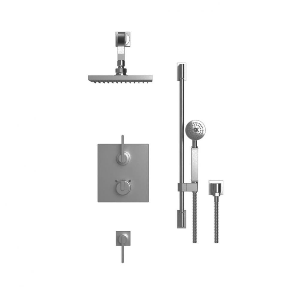 Temperature Control Shower With Two Seperate Volume Controls, Fixed Shower Head, Bar, Integral Sup