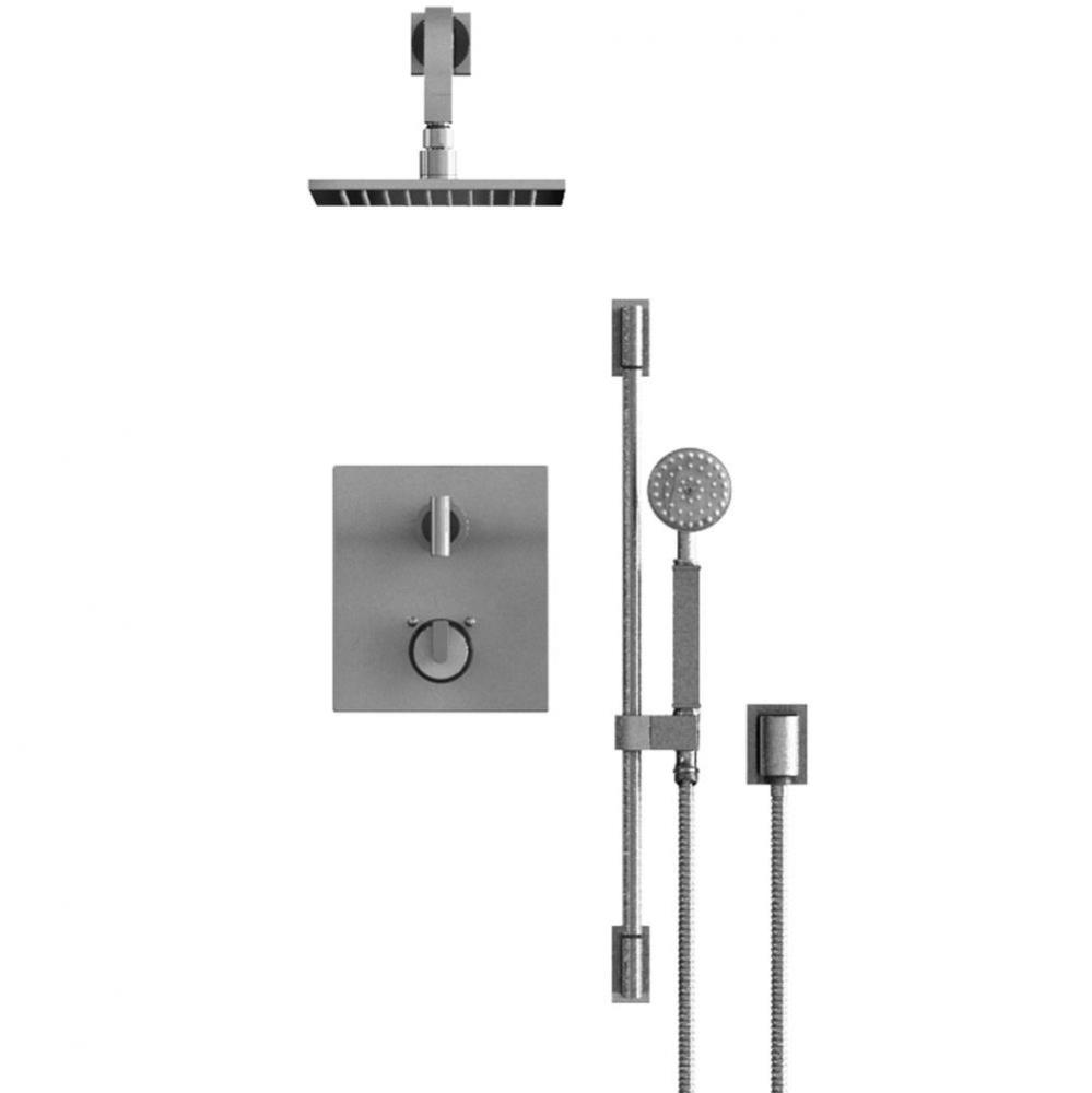 Temperature Control Shower With Two Seperate Volume Controls, Fixed Shower Head, Bar, Integral Sup