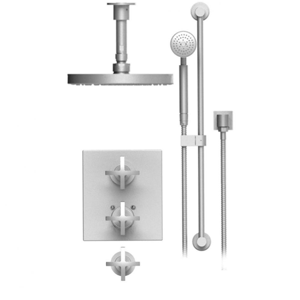 Temperature Control Shower With Two Seperate Volume Controls, Fixed Shower Head Bar, Integral Supp