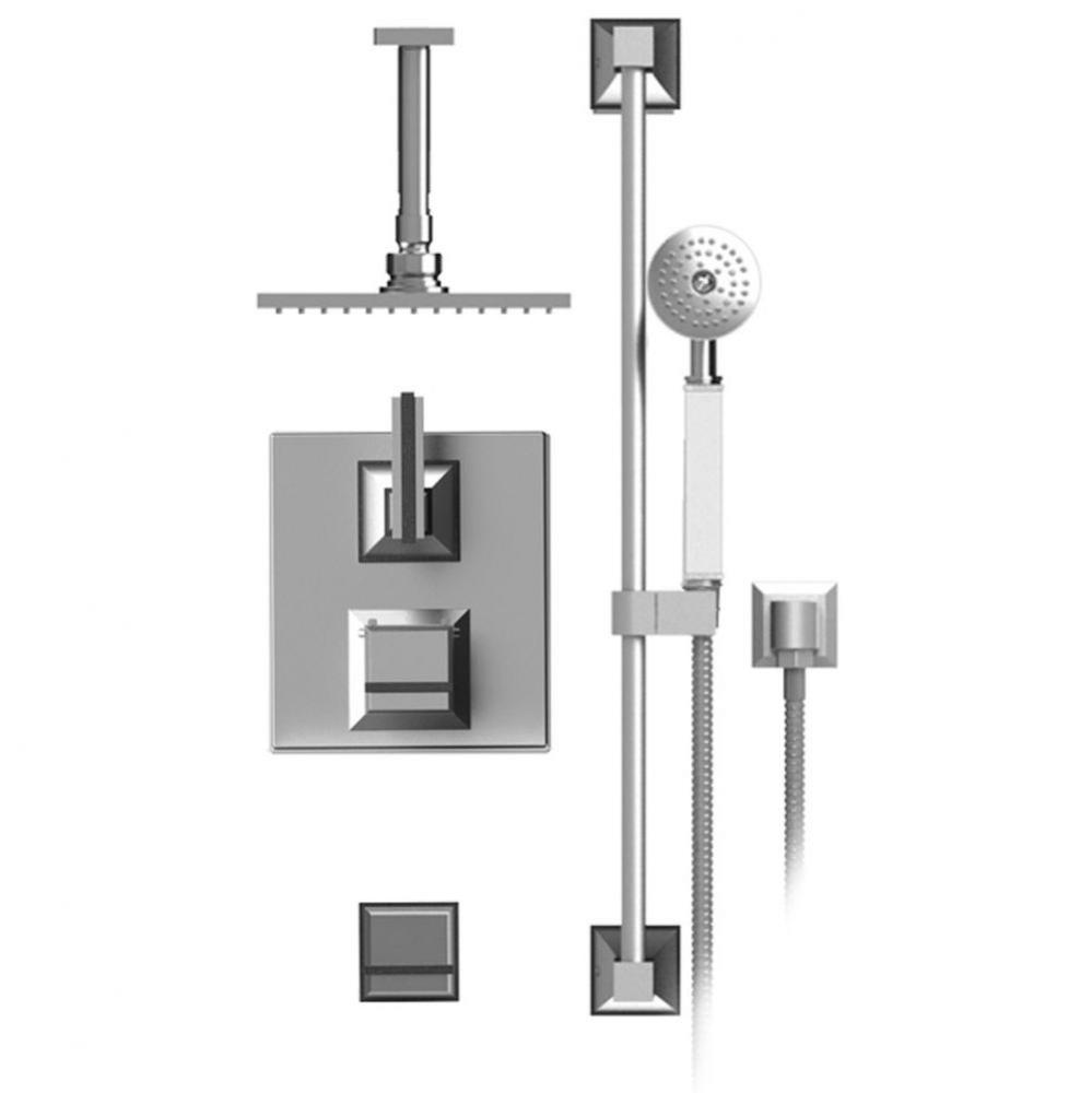 Temperature Control Shower With Two Seperate Volume Controls, Fixed Shower Head, Bar, Integral Sup