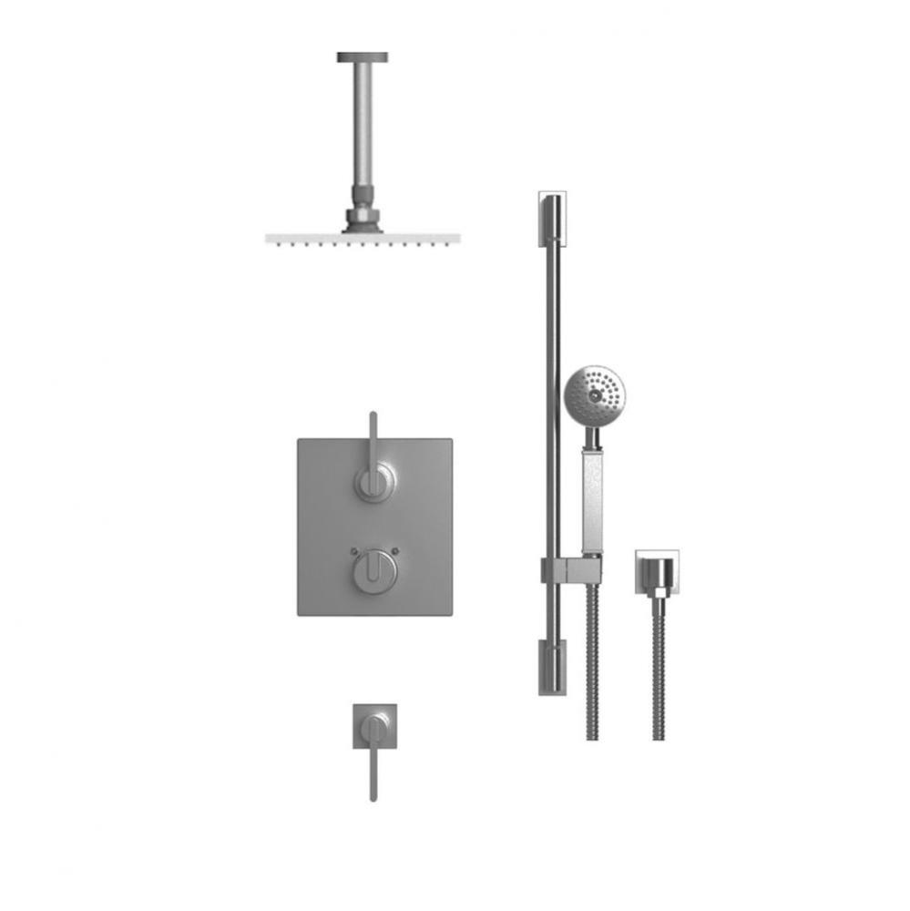 Temperature Control Shower With Two Seperate Volume Controls, Fixed Shower Head, Bar, Integral Sup