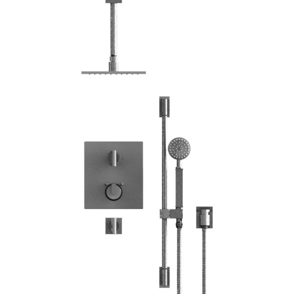 Temperature Control Shower With Two Seperate Volume Controls, Fixed Shower Head, Bar, Integral Sup