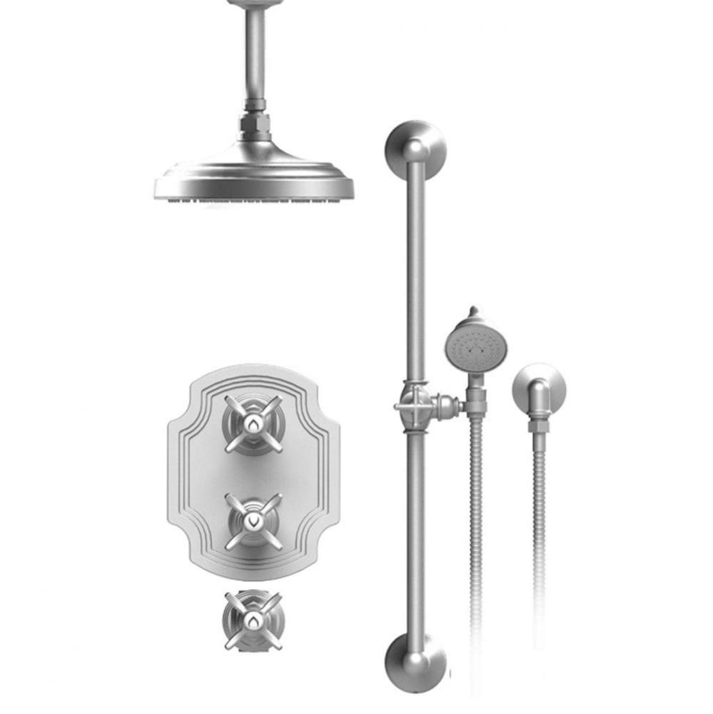 Temperature Control Shower With Two Seperate Volume Controls, Fixed Shower Head,  Bar, Integral Su