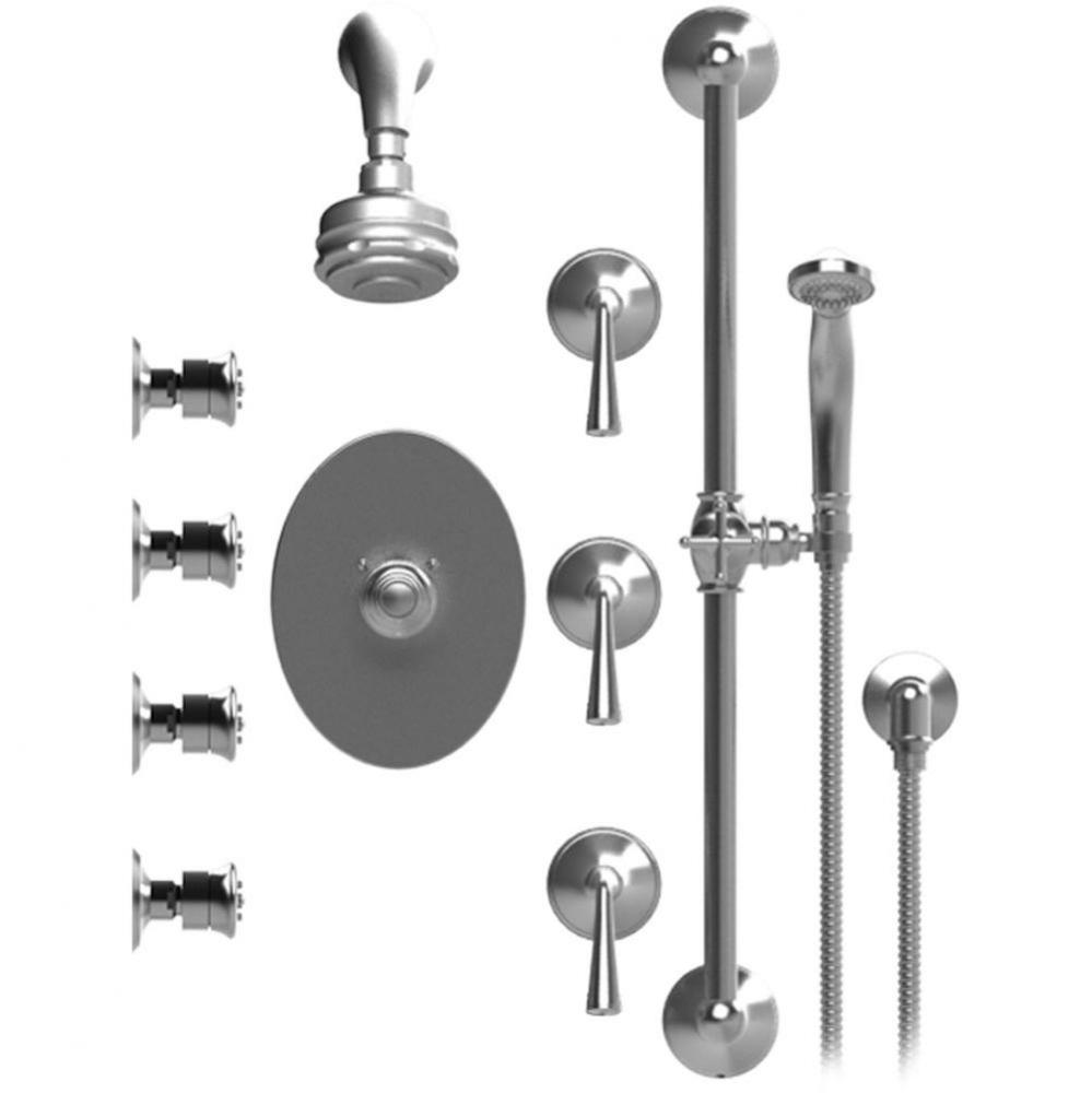 Temperature Control Shower With Three Seperate Volume Controls, Fixed Shower Head, Bar, Integral S