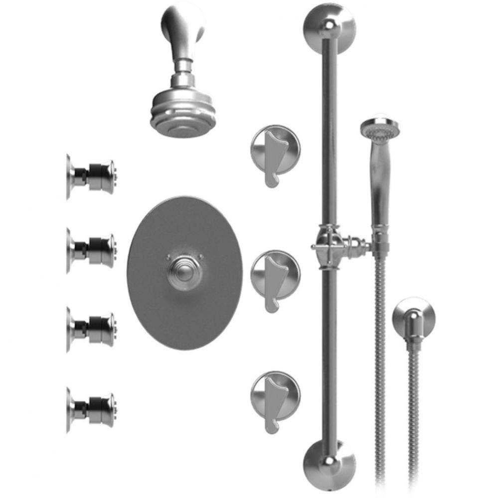 Temperature Control Shower With Three Seperate Volume Controls, Fixed Shower Head, Bar, Integral S