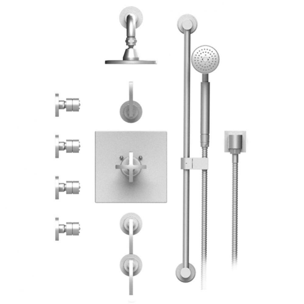 Temperature Control Shower With Three Seperate Volume Controls, Fixed Shower Head, Bar, Integral S