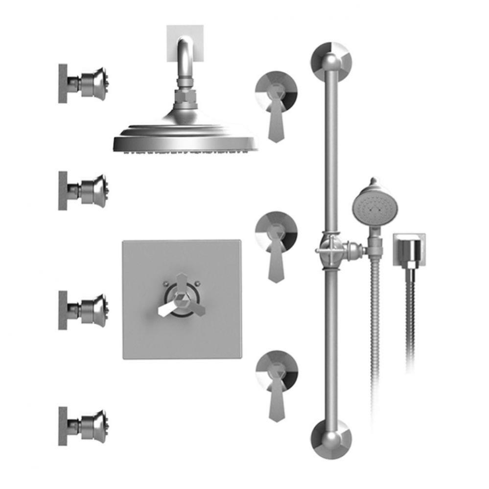 Temperature Control Shower With Three Seperate Volume Controls, Shower Head, Bar, Integral Supply,