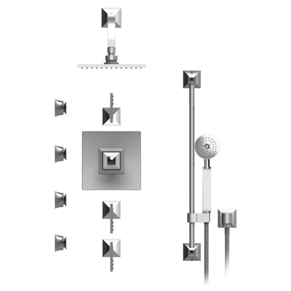 Temperature Control Shower With Three Seperate Volume Controls, Fixed Shower Head, Bar, Integral S