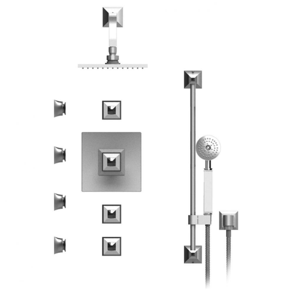 Temperature Control Shower With Three Seperate Volume Controls, Fixed Shower Head, Bar, Integral S