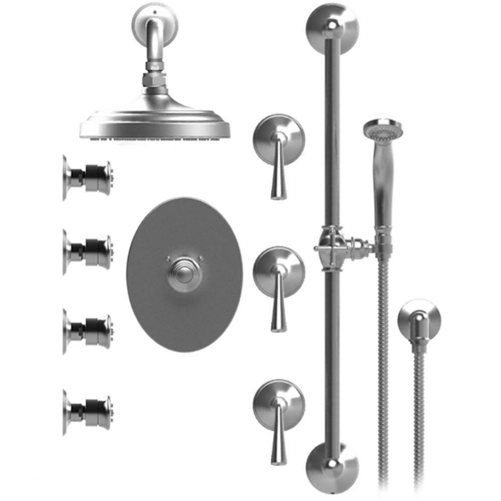 Temperature Control Shower With Three Seperate Volume Controls, Fixed Shower Head, Bar, Integral S