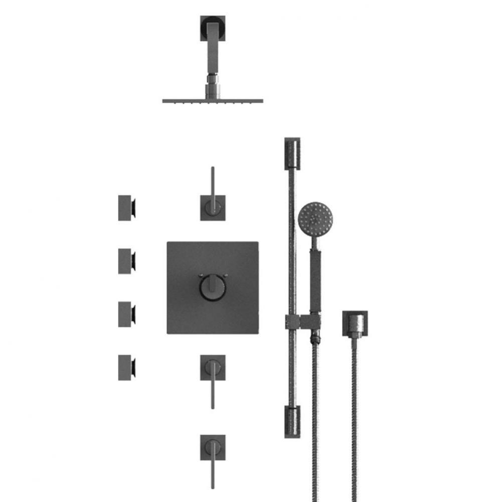 Temperature Control Shower With Three Seperate Volume Controls, Fixed Shower Head, Bar, Integral S