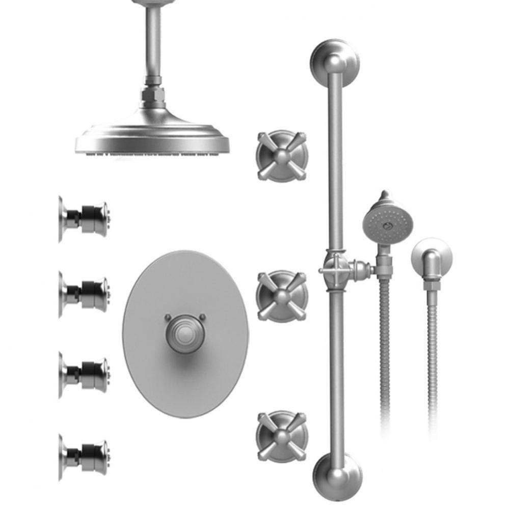 Temperature Control Shower With Three Seperate Volume Controls, Fixed Shower Head, Bar, Integral S