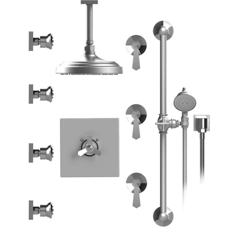 Temperature Control Shower With Three Seperate Volume Controls, Shower Head, Bar, Integral Supply,