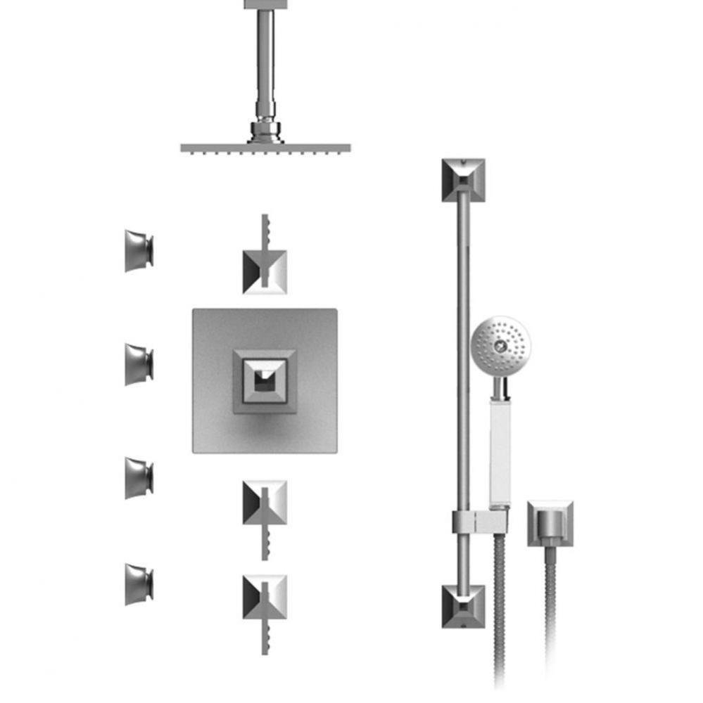 Temperature Control Shower With Three Seperate Volume Controls, Fixed Shower Head, Bar, Integral S