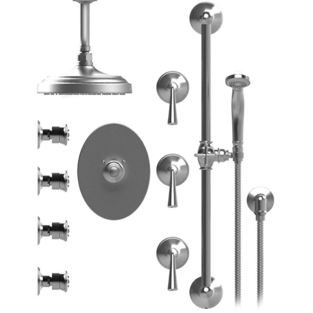 Temperature Control Shower With Three Seperate Volume Controls, Fixed Shower Head, Bar, Integral S