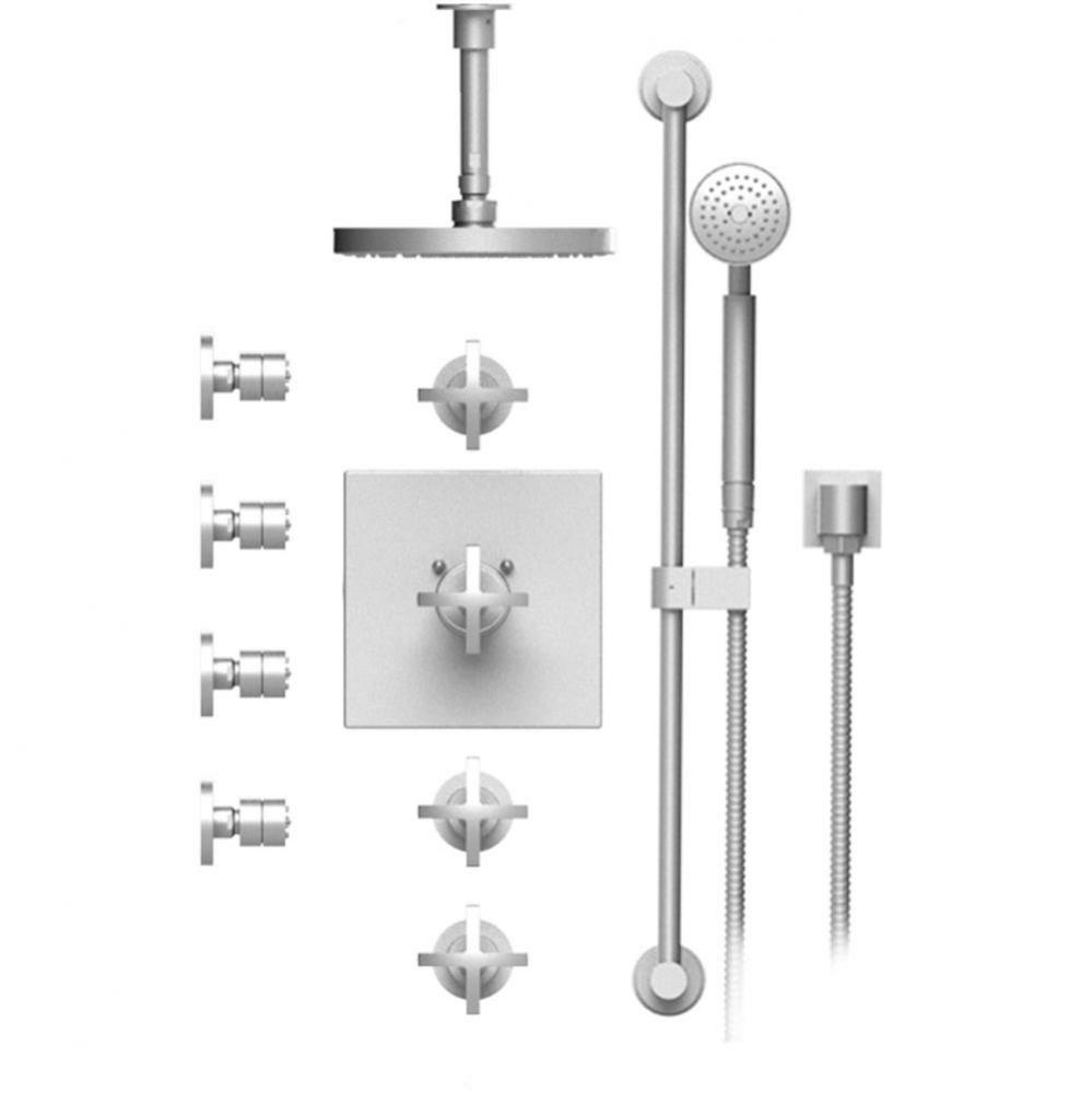 Temperature Control Shower With Three Seperate Volume Controls, Fixed Shower Head, Bar, Integral S