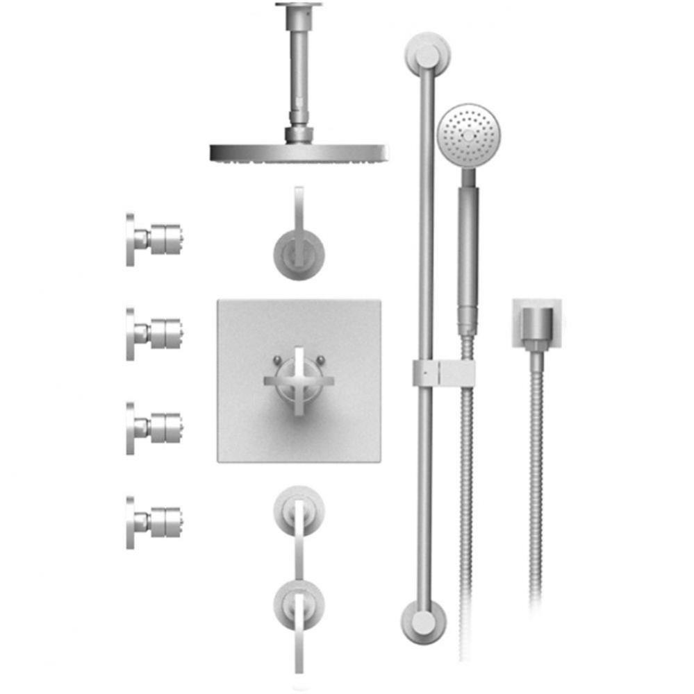 Temperature Control Shower With Three Seperate Volume Controls, Fixed Shower Head, Bar, Integral S