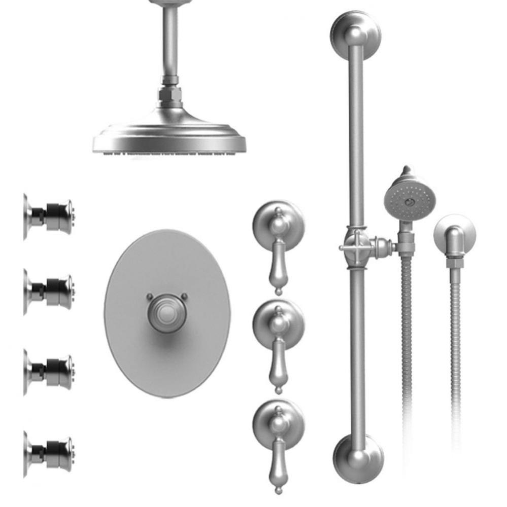 Temperature Control Shower With Three Seperate Volume Controls, Fixed Shower Head, Bar, Integral S