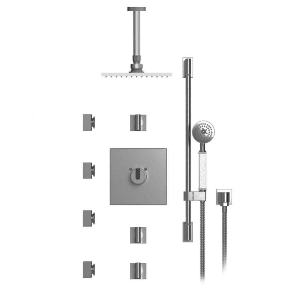 Temperature Control Shower With Three Seperate Volume Controls, Fixed Shower Head, Bar, Integral S