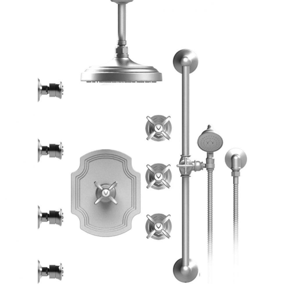 Temperature Control Shower With Three Seperate Volume Controls, Fixed Shower Head, Bar, Integral S