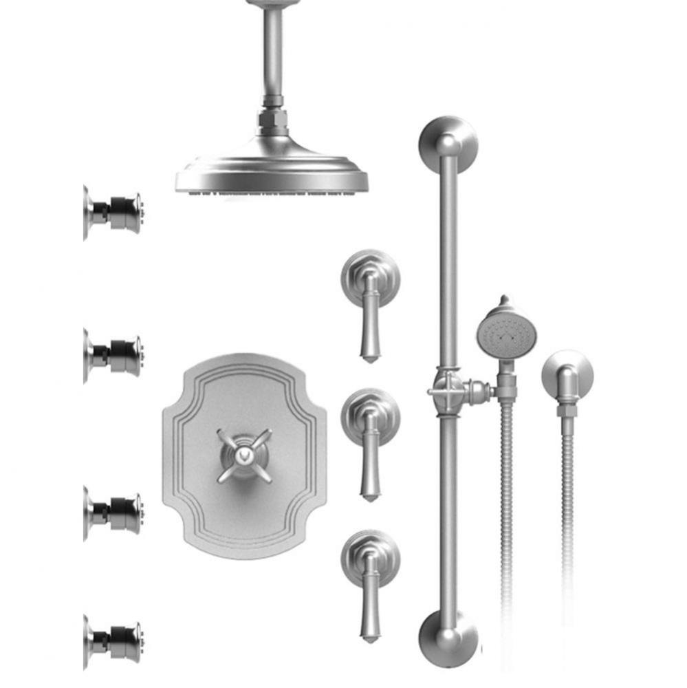 Temperature Control Shower With Three Seperate Volume Controls, Fixed Shower Head, Bar, Integral S