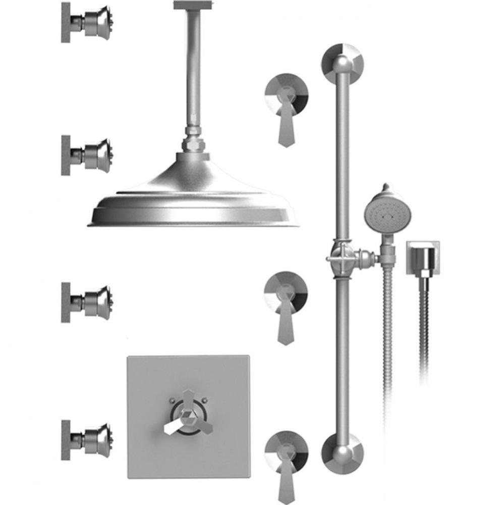 Temperature Control Shower With Three Seperate Volume Controls, Shower Head, Bar, Integral Supply,