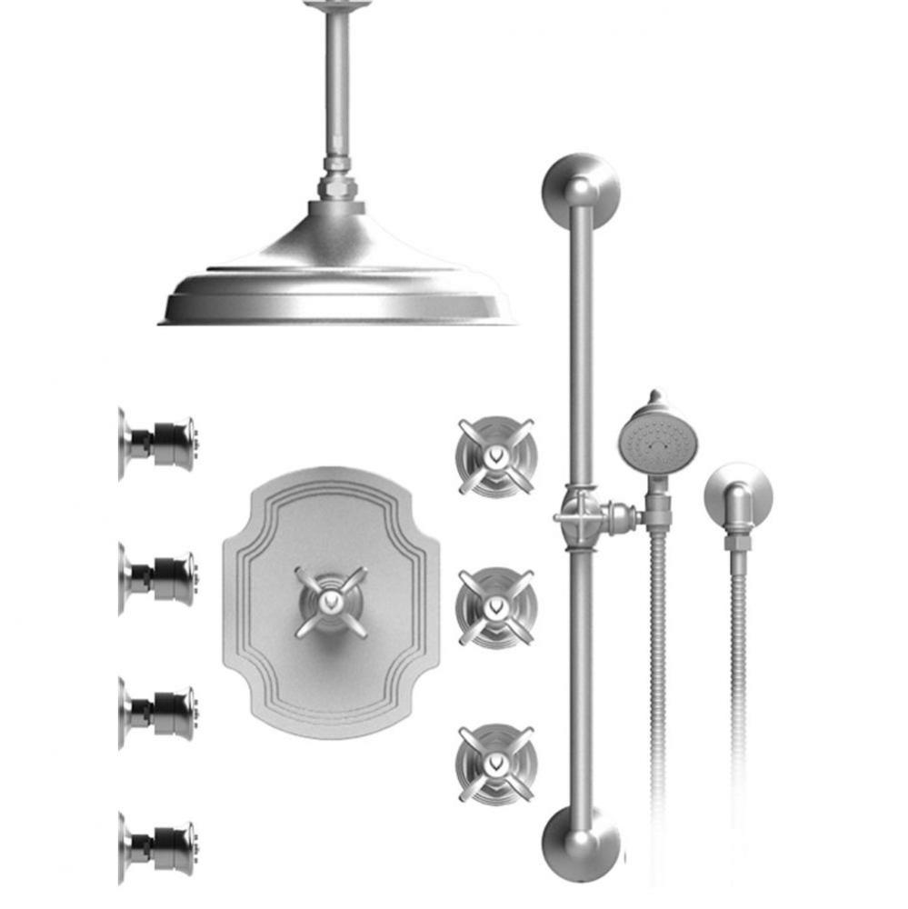 Temperature Control Shower With Three Seperate Volume Controls, Fixed Shower Head, Bar, Integral S