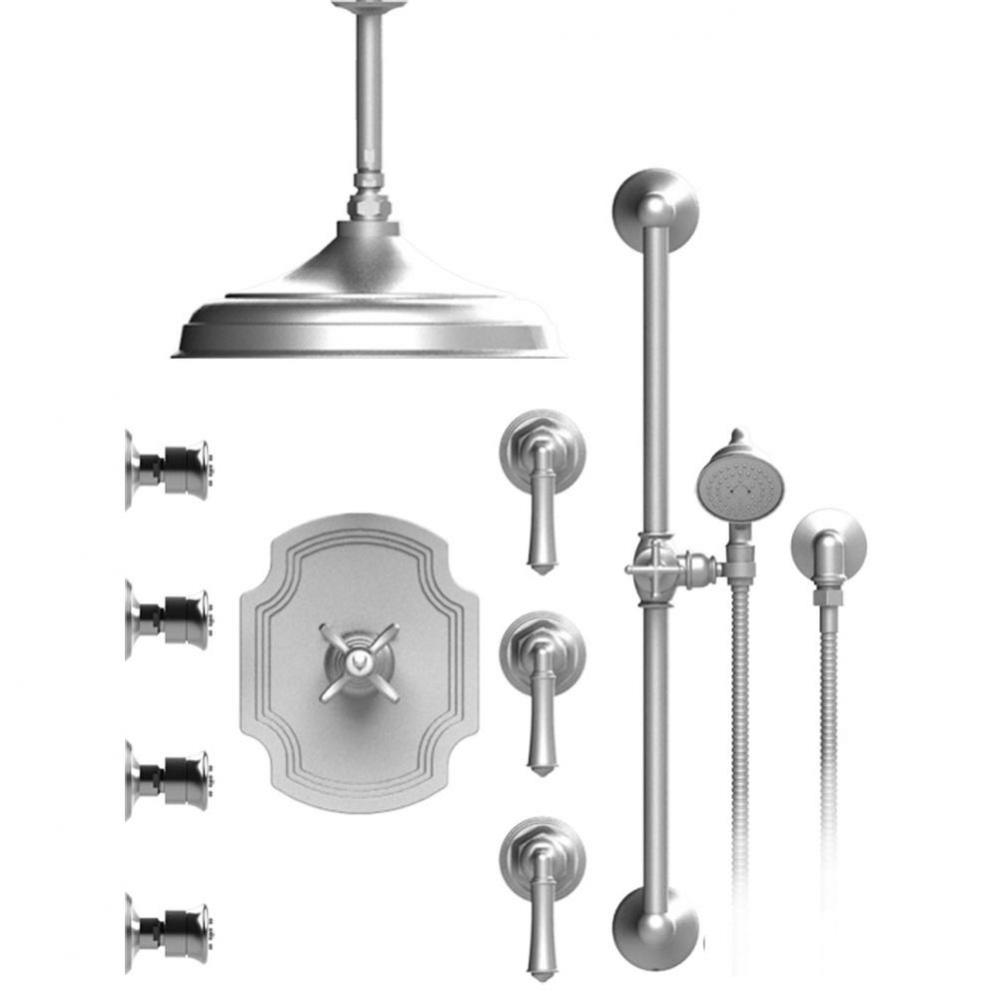 Temperature Control Shower With Three Seperate Volume Controls, Fixed Shower Head, Bar, Integral S