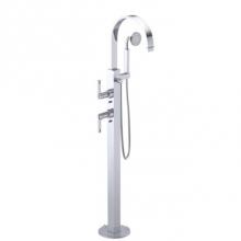 Rubinet 3GRTLCHWH - Floor Mount Tub Filler with Hand Held Shower