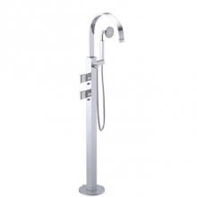 Rubinet 3GRTQCHSC - Floor Mount Tub Filler with Hand Held Shower