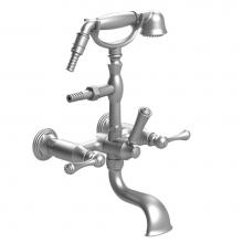 Rubinet 3WFMLCHGD - Wall Mount Tub Filler With Hand Held Shower